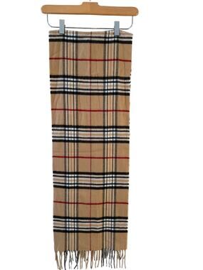 Cashmink Super Soft Scarf Tan Brit Plaid Fringe